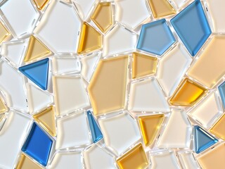Wall Mural - abstract mosaic pattern featuring irregular shaped tiles in white, blue, and warm golden tones