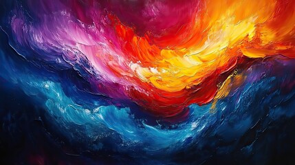 Wall Mural - colorful, abstract brushstrokes blend and merge on a canvas, creating a dynamic and emotionally char