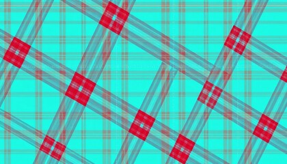Poster - seamless teal, aqua, and robin's egg blue plaid pattern , vector, abstract
