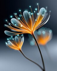 Fototapete - Glowing Abstract Flowers Digital Art Elegant Nature Design