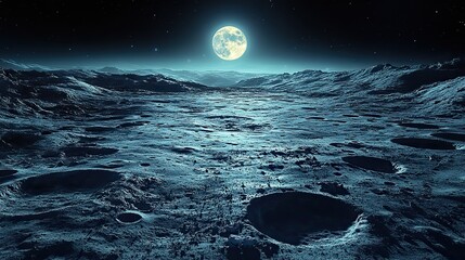 Wall Mural - lunar surfaces are marked by craters and dust, a desolate yet captivating landscape under the soft g