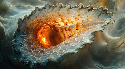 Wall Mural - nacreous interiors gleam within the shells of deep-sea mollusks, their iridescent layers creating a 