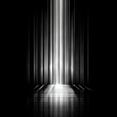 Aufkleber - Abstract Illumination: Vertical Light Streaks Emerging from Darkness with Reflective Floor for a Mysterious Atmosphere.