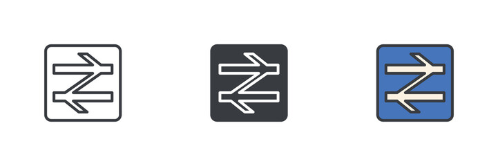Fototapete - Railway crossing sign different style icon set