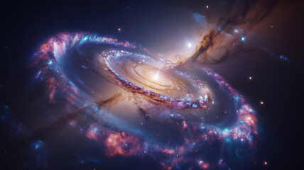 Wall Mural - Celestial Dance A Spiraling Galaxy Unveiling Cosmic Beauty in Deep Space