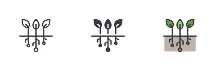 Fototapete - Sustainable agriculture technology different style icon set