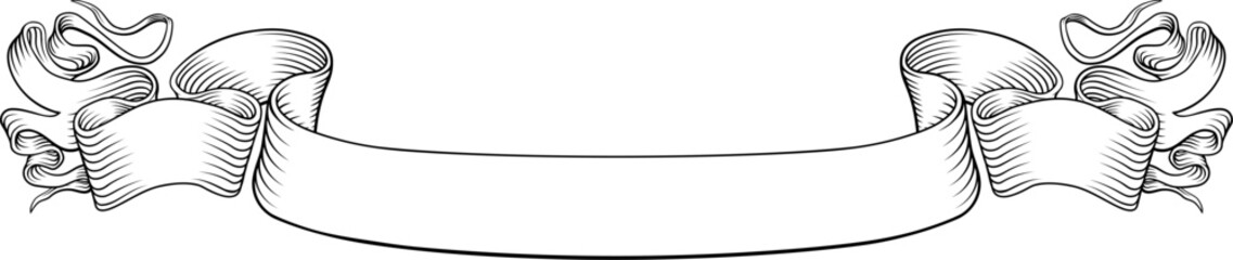 Wall Mural - a scroll banner ribbon or paper parchment illustration in a vintage engraved etching style