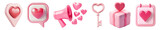 PNG Romantic pink love icons, element set on transparent background