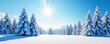 © Sourithideth - Serene winter landscape, snow-covered trees stand tall against a clear blue sky, sunlight glistens on the pristine snow Perfect for winter wonderland, holiday, or nature themes , tranquil, season
