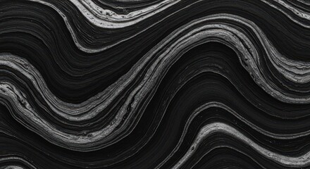 Wall Mural - Abstract Black and White Wave Pattern