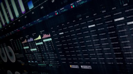 Leinwandbilder - Dynamic data visuals for business info graphics, animated charts, and data-driven insights for a business meeting mock-up. Explore the world of trading, stock exchanges, and crypto