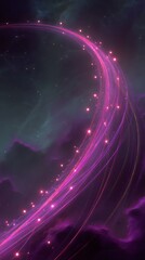 Wall Mural - Abstract Cosmic Trail of Pink and Purple Glowing Lights in Dark Nebula