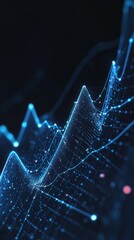 Wall Mural - Abstract Digital Data Visualization Of A Blue Glowing Network Graph Showing A Complex Structure On A Dark Background