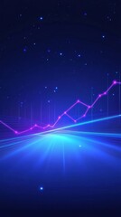 Wall Mural - Abstract digital network data visualization of a glowing blue and purple graph in a futuristic technology background