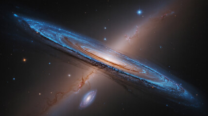 Fototapete - Majestic spiral galaxy NGC  a celestial tapestry of stars and dust
