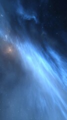 Wall Mural - Blue and Dark Nebula in Deep Space with Bright Stars