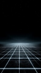 Wall Mural - Futuristic City Grid at Night with Glowing Lines and Stars