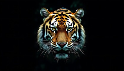 Fototapete - Tiger face close up animal wildlife feline predator portrait