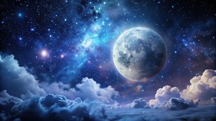 Wall Mural - Dark Moon Over Starry Night Sky, clouds, cosmos, clouds, cosmos, astronomy, space
