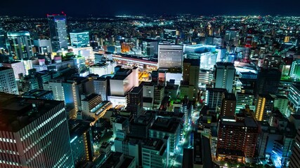 Leinwandbilder - 夜の都市・道路・鉄道のタイムラプス