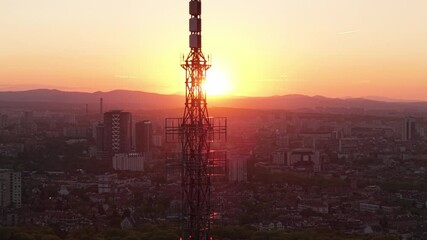 Wall Mural - Sofia Bulgaria Cityscape with TV Tower at Golden Hour