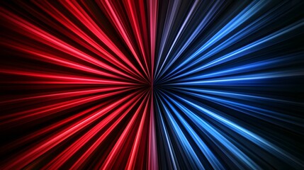 Wall Mural - the image contains an abstract design of radiating lines, split into two halves: one half is red and