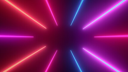 Wall Mural - the image contains brightly colored neon lines radiating from a central point, creating a starburst 