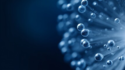Wall Mural - abstract blue glowing spheres, light particle energy flow, concept for data, technology or quantum p