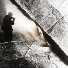 Aufkleber - Abstract Photographer: Silhouette Captured on Textured Surface with a Dramatic Light Split