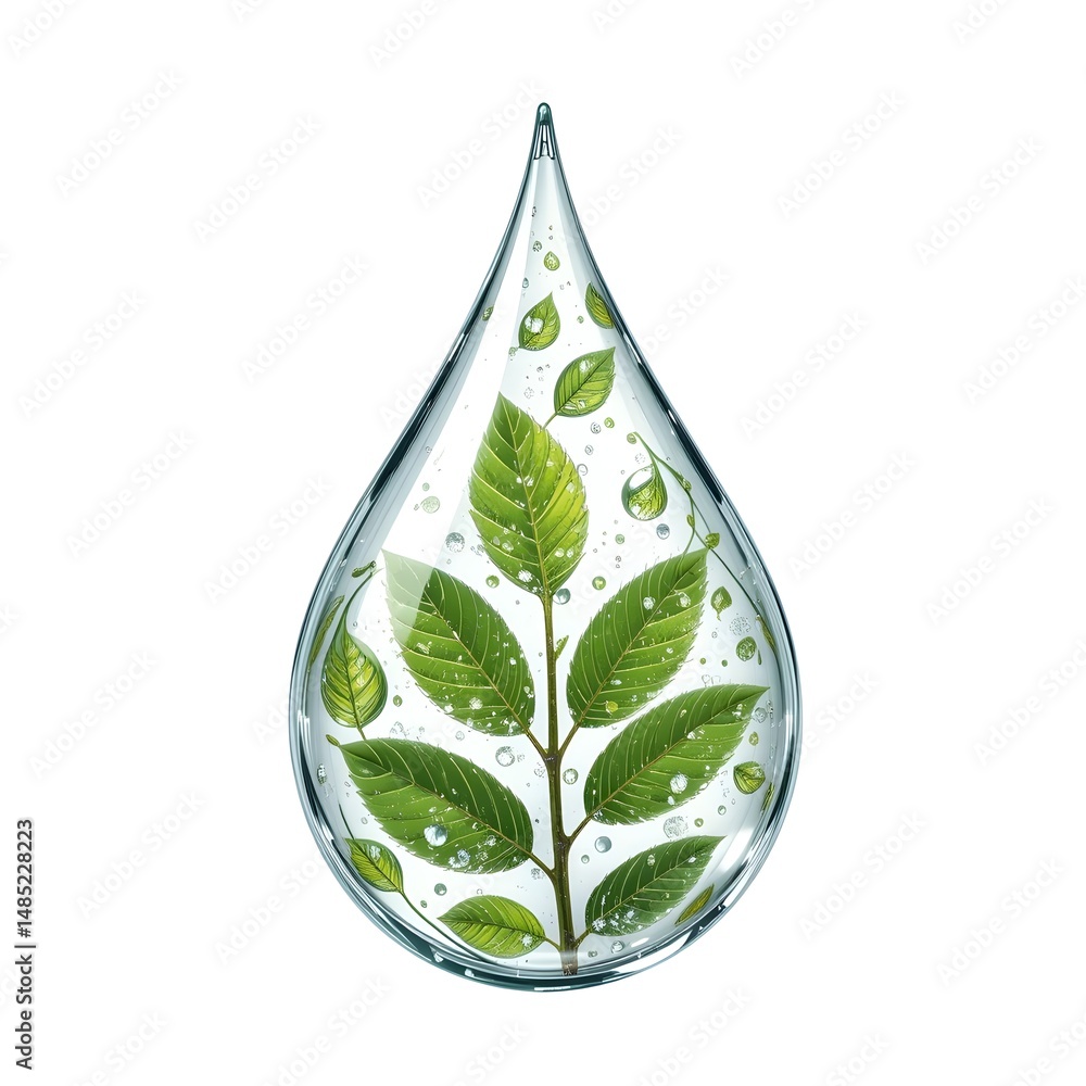 Green plant inside water drop | Environmental concept, ecology ...