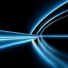 Aufkleber - Illuminated Curves: Abstract Reflections on Dark Surface with Blue Light and Futuristic Design Elements.