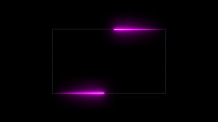 Wall Mural - glowing neon line rectangles square glowing border, alpha channel, seamless loop vertical video anim