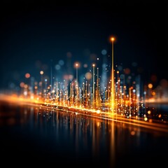 Aufkleber - Abstract Cityscape of Light: Reflections of Technology and Urban Brilliance in the Night