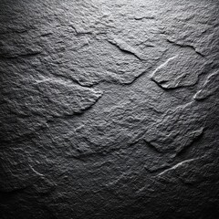 Leinwandbilder - Dramatic Spotlight on Textured Black Slate Stone Surface - Abstract Background