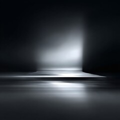 Aufkleber - Monochrome Mystery: Abstract Composition in Grayscale with Luminous Gradient, Textured Floor and Minimalist Design.