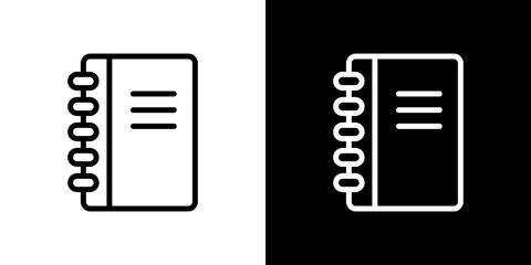 Notebook icon line art, vector set