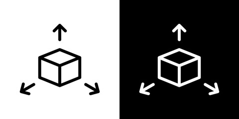 3D modeling icon line art, vector set
