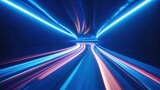 Neon tunnel at night