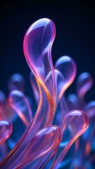 Wall Mural - a vibrant display of fluid abstract forms in pink and blue: captivating, ethereal structures rising 