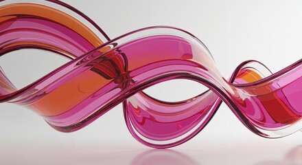 Wall Mural - dynamic abstract fluid design with curves in pink and orange reflecting light and movement, showcasi