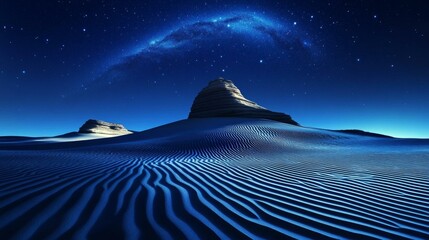 Wall Mural - night desert landscape under a starry sky