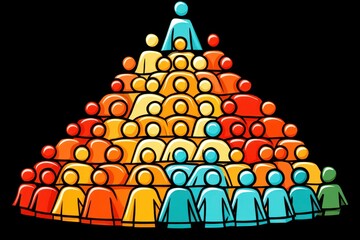 Wall Mural - abstract human figures in pyramid shape representing hierarchical structure and teamwork in bright c