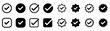 © ManaKaiDesign - Black check mark icons set. Checkmark vector icon collection. Checked icon or correct choice sign. Check mark or checkbox pictogram. Vector illustration.