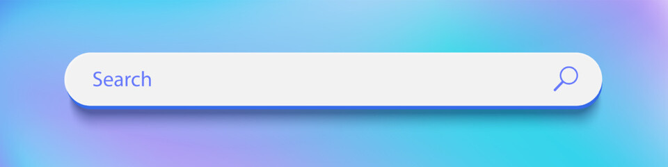 Wall Mural - 3d search bar internet browser engine on purple blue abstract background for ui design, website inte
