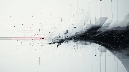 Abstract data visualization with geometric elements against a white backdrop
