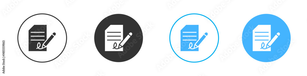 Signed contract icon Editable flat style, illustration icons