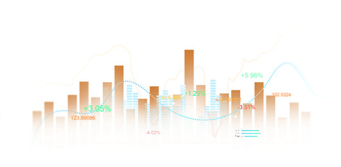 Leinwandbilder - PNG business graph chart.Analysis finance grow graph and market investment. Financial business plan,earnings,sale and strategy. Stock market chart, exchange financial growth diagram.	
