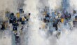 © Muhammad - Abstract composition of layered squares in muted tones.  A blend of grey, blue, and gold hues create a sense of depth and movement