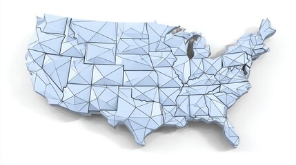 Wall Mural - the united states illustrated in blue and white colors representing blockchain-powered import duty p