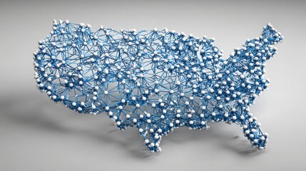 Wall Mural - the united states visualized with blockchain economic contract icon concept for self-executing agree
